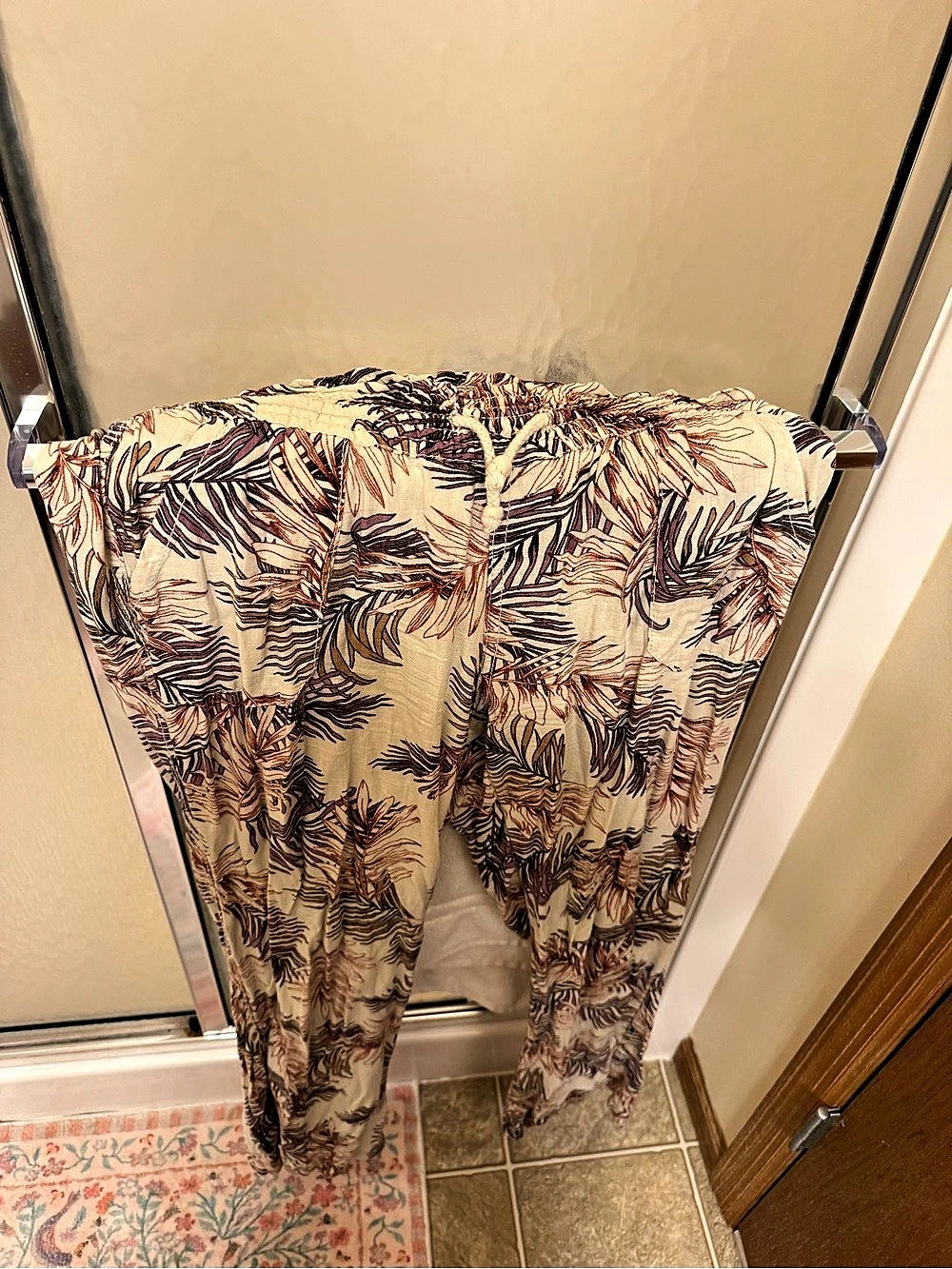 Wide Leg Linen Blend Pants in Cream, Purple, and Beige
